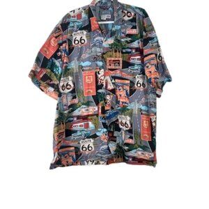 Vintage High Seas Trading Co. Mens Button Down Shirt Route 66 Map Art Graphic 4X